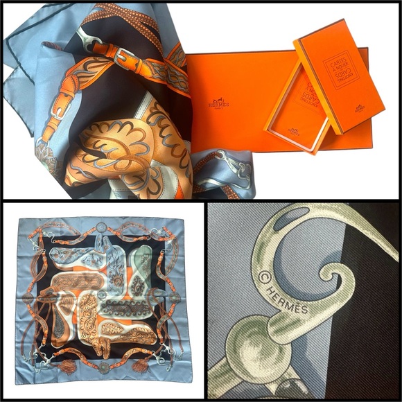 Hermes Accessories - Hermès Festival des Amazones Silk Scarf 90 Blue Orange w/ Box & Knotting Cards